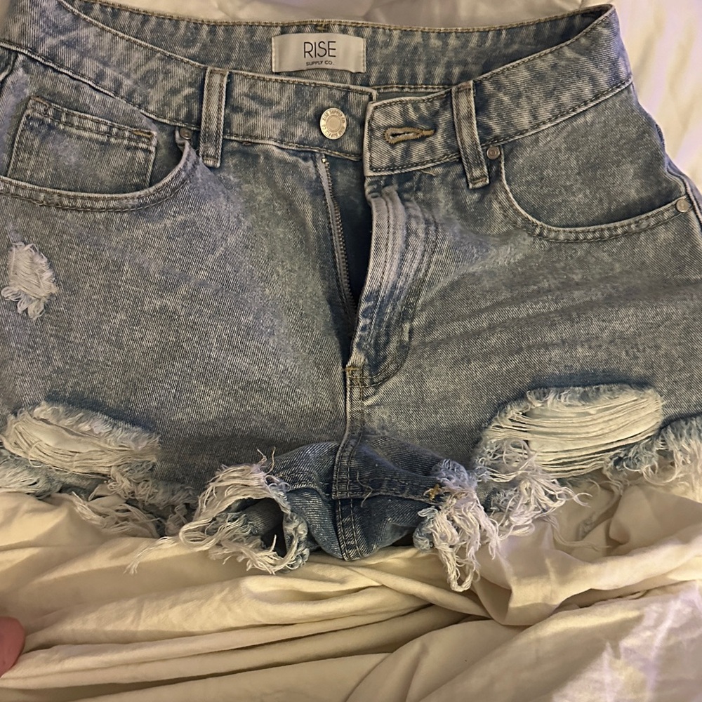 Rise Women's Distressed Denim Shorts - Light Blue